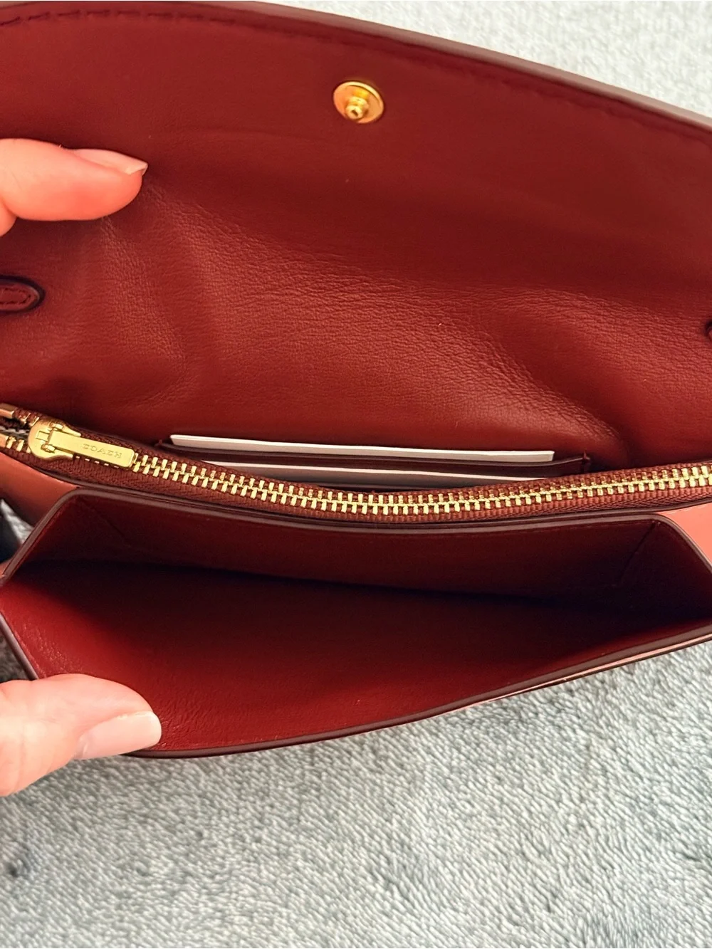 Coach 1941 peony tea rose rivets studded clutch